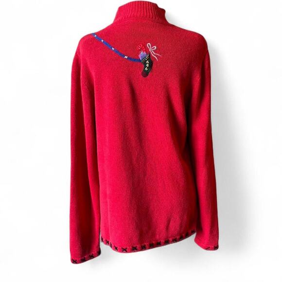 Basic Editions Holiday Sweater Small Red Stocking Garland Novelty Christmas - Picture 2 of 8
